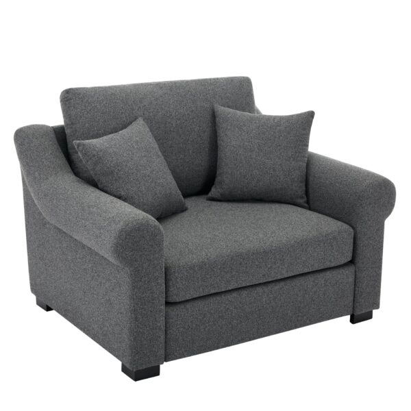 Modern Chenille Oversized Armchair, Chair And A Half, Single Sofa For Bedroom, Living Room, Wide - Gray