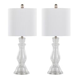 Bishop - Contemporary Table Lamp (Set of 2) - Clear / Nickel / White
