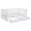 Full Size Daybed With Fence Guardrails And 2 Drawers, Convertible Floor Bed & Daybed - White - Image 13