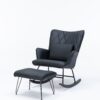 Rocking Chair, Glider Chair, Rocking Accent Chair With Lumbar Pillow And Ottoman For Living Room - Black - Image 7
