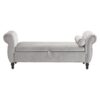 Velvet Multifunctional Storage Rectangular Ottoman Bench With Pillow - Gray - Image 13