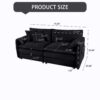 Modern Oversized Chenille Loveseat Sofa, Comfy Deep Seat 2 Seater For Living Room Bedroom, Office - Black - Image 3