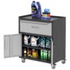 Sturdy And Durable Metal Tool Cabinet For Garage With Wheels Mobile Heavy Duty Storage Cabinet With 1 Drawer And 2 Locking Doors - Black - Image 6