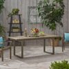 Outdoor Expandable Acacia Wood Dining Table With U Shaped Leg - Gray - Image 5