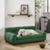 Modern Pet Sofa With Backrest And Armrests For Small And Medium Dogs Linen Upholstery - Green - Image 4