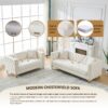 3 And 3 Seater Deep Seat Sofa With Button Nailhead And Square Arm Design - Beige - Image 10