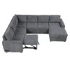 U-Shaped Sofa Sectional Sofa Pull-Out Sofa Bed With A Storage Chaise Lounge, Charging Devices For Living Room - Gray - Image 12