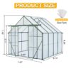 Double Door Polycarbonate Greenhouse Raised Base And Anchor Heavy Duty Walk In Greenhouses For Outdoor Backyard In All Season - Green - Image 5