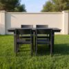 5 Piece Outdoor Dining Set For 4, Patio Table With Umbrella Hole And 4 Armrest Chairs For Backyard - Black - Image 2