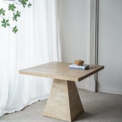 Square Dining Table With Pedestal Base - Cream