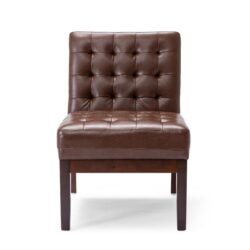 Contemporary Accent Chair With Tufted Waffle Stitch - Dark Brown