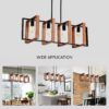 4 Light Kitchen Island Lights Pendant Light Farmhouse Dining Room Light Fixture, Rectangular Chandelier, 36" Hanging Lighting For Living Room, Conference Room, Home Office - Matte Black - Image 9