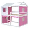 Full Size Bunk House Bed With Tent - Pink / White - Image 5