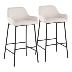 Daniella - Industrial Fixed Height Bar Stool (Set of 2) - Black / Cream