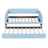 Upholstered Daybed Sofa Bed Twin Size With Trundle Bed And Slat - Light Blue - Image 2