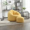 Bedding Bean Bag Sofa Chair High Pressure Foam Bean Bag Chair Adult Material With Padded Foam Padding Compressed Bean Bag With Footrest - Yellow - Image 4