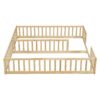Double Twin Floor Bed With Fence, Guardrails, Without Door - Natural - Image 16