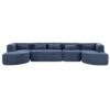 Upholstered Sofa Free Combined Sofa Couch With 2 Chaise Lounge And 5 Back Pillows For Living Room - Blue - Image 14