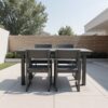5 Piece Outdoor Dining Set For 4, Patio Table With Umbrella Hole And 4 Armrest Chairs For Backyard - Gray - Image 2