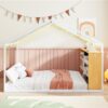 Full Size Bed House Frame With Shelves And Lights - White - Image 17