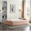 Floor Sofa With 2 Pillows, Convertible Plush Corduroy Foam Filled Sleeper Sofa Bed - Pink - Image 7