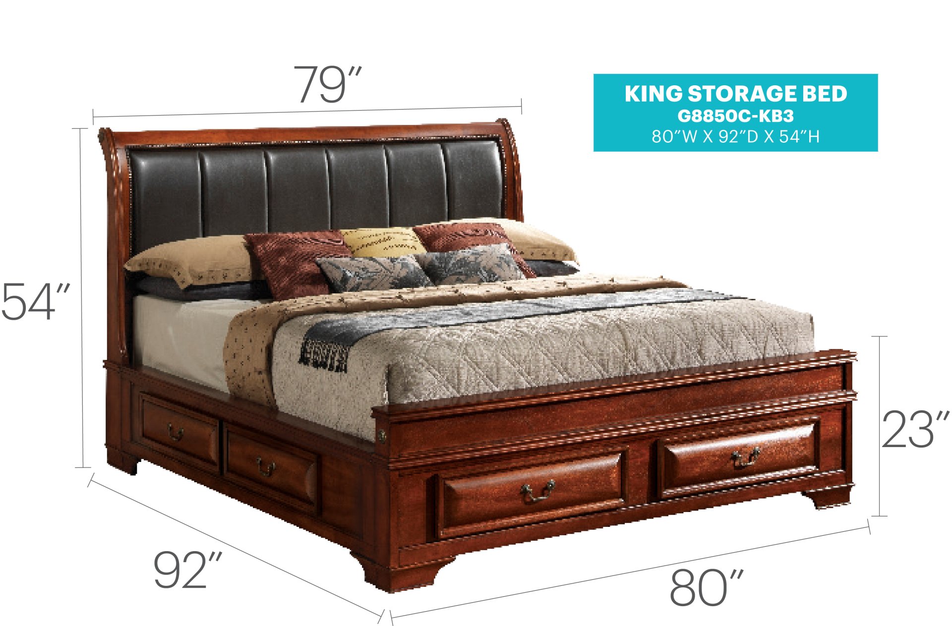 Lavita - King Storage Bed - Oak - Image 7