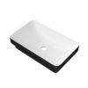Semi Recessed Bathroom Sink With Vessel Design, Durable Glazed - White / Black - Image 11