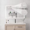 Bathroom Medicine Cabinet With Lights, LED Medicine Cabinet With Mirror, Double Door Lighted Medicine Cabinet & Defogger, Dimmer, Clock & Temp Display, 2 Outlets & USB Ports - Silver - Image 5