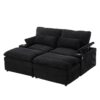 Convertible Loveseat Sofa With Storage, USB Ports, Cup Holders - Black - Image 8