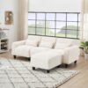 Teddy Fleece Creative Sofa Can Be Assembled Into A Two-Seater Sofa Plus A Single Couch With Three Waist Pillows To Perfectly Stretch Your Waist For Small Apartment Bedroom Spaces - Beige - Image 9