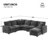 Modern U-Shape Modular Sofa, 7 Seat Chenille Sectional Couch Set With 2 Pillows Included, Freely Combinable Indoor Funiture - Black / Gray - Image 23