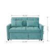 Velvet Two Seater Pull Out Sofa Bed, Adjustable Backrest With Three USB Ports, Two Side Pockets, 3 In 1 Convertible Sleeper Sofa Bed, Modern Love Seat Lounge Sofa For Living Room - Light Blue - Image 12