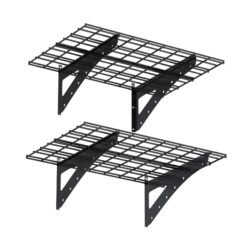 Wall Mounted Shelf For Garage Heavy Duty Wall Shelf, Supermarket Storage Shelf, 2 Pack - Black