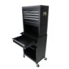 6 Drawer Lockable Tool Cabinet On Wheels Steel Rolling Tool Chest With Detachable Toolbox, 2 In 1 Garage Workshop Storage Organizer With 4 Universal Casters - Black - Image 8
