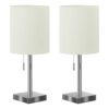 Lighting, Table Lamp, USB Port Included, Nickel, Contemporary (Set of 2) - Silver - Image 2