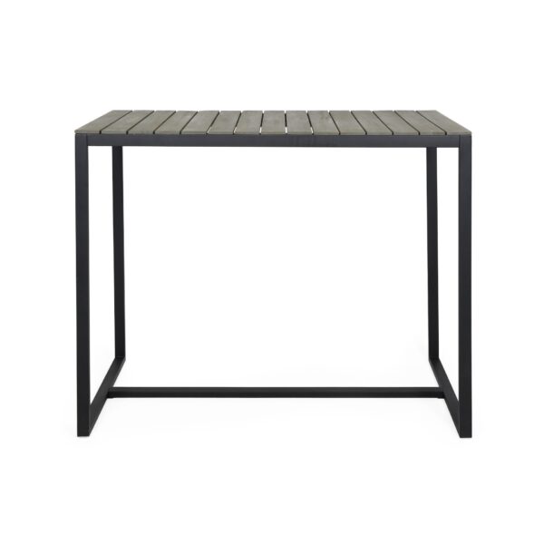 Ernesto - Outdoor Industrial Acacia Wood Bar Table With Metal Frame - Gray