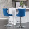 Swivel Velvet Barstools Adjusatble Seat Height From 25-33", Modern Upholstered Chrome Base Bar Stools With Backs Comfortable Tufted For Home Pub And Kitchen Island (Set of 2) - Blue - Image 15