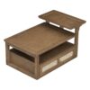 Modern Coffee Table, Coffee Table With 1 Storage Shelf, 2 Tabletops And 1 Rattan Drawer For Living Room - Dark Brown - Image 16