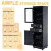 Tall Bathroom Storage Cabinet With Glass Doors, Free-Standing, Two Drawers, And Adjustable Shelves, MDF Board, Painted Perfect For Displaying Your Favorite Items - Black - Image 6