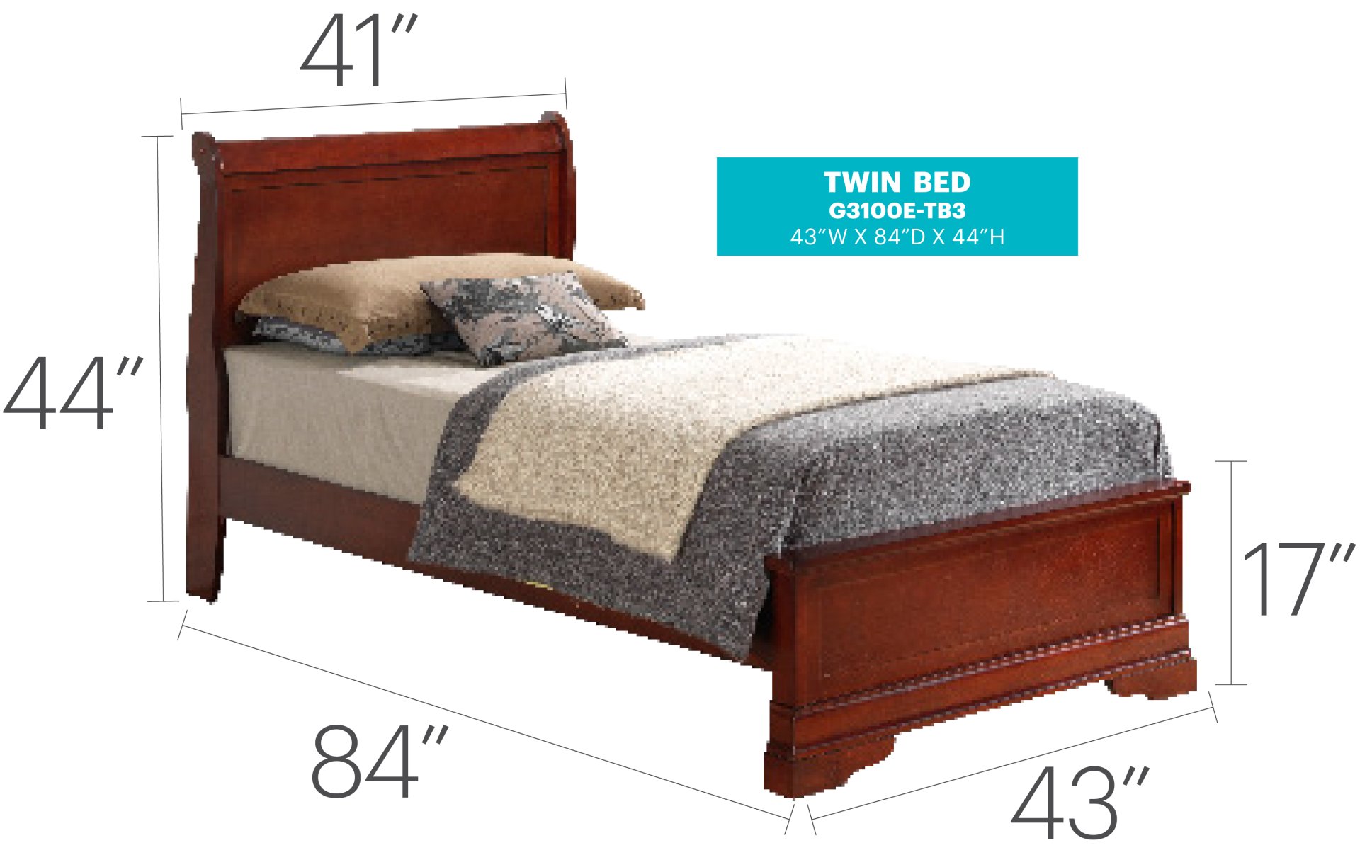 Twin Bed Charming Traditional - Cherry - Image 2