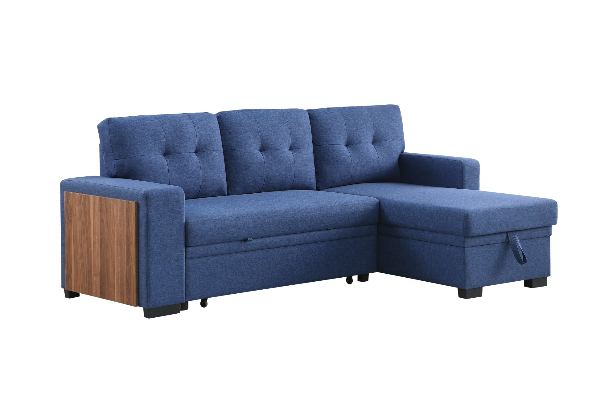 3 Piece Upholstered Sleeper Sofa - Blue - Image 19