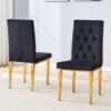 Modern Velvet Dining Chairs (Set of 2) With Metal Legs For Kitchens And Conference Rooms - Black / Gold - Image 4