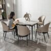 Modern Extendable Round Dining Table With Sintered Stone Top - White / Black - Image 12