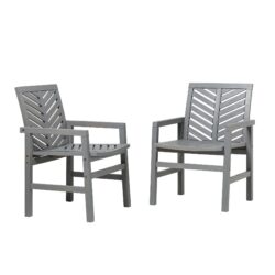 Modern 2 Piece Chevron Patio Chairs - Gray Wash