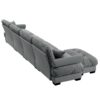 Modern Velvet L Shaped Sectional Cloud Sofa Convertible 4 Seater Modular Couch With Pillows - Gray - Image 13