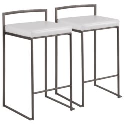 Fuji - Industrial, Stackable Counter Stool (Set of 2) - White