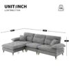 L Shaped Convertible Sectional Sofa 4 Seat Tufted Couch Set With Two Tone Adjust Legs Cloud Movable Ottoman - Gray - Image 16