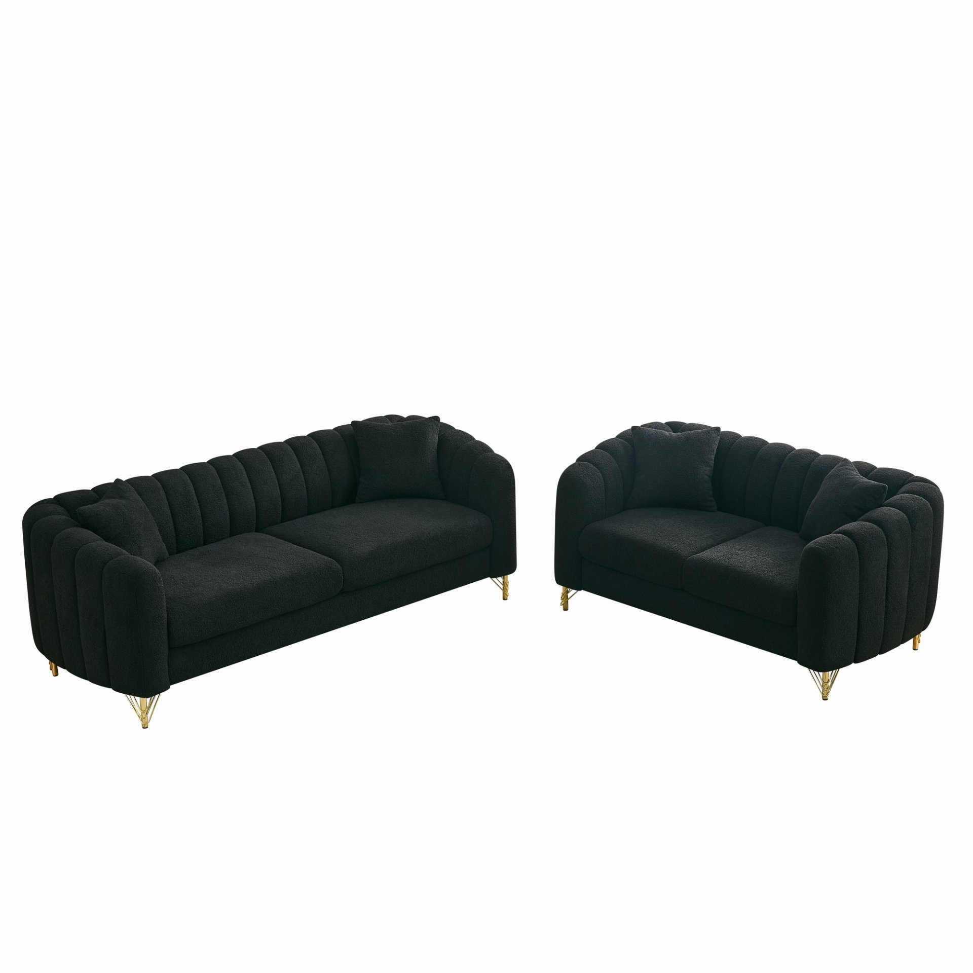 Oversized Sofa, 3 And 2 Seater Deep Tufted Couch - Black - Image 6