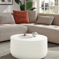 Dustan - Natural Coffee Table - White