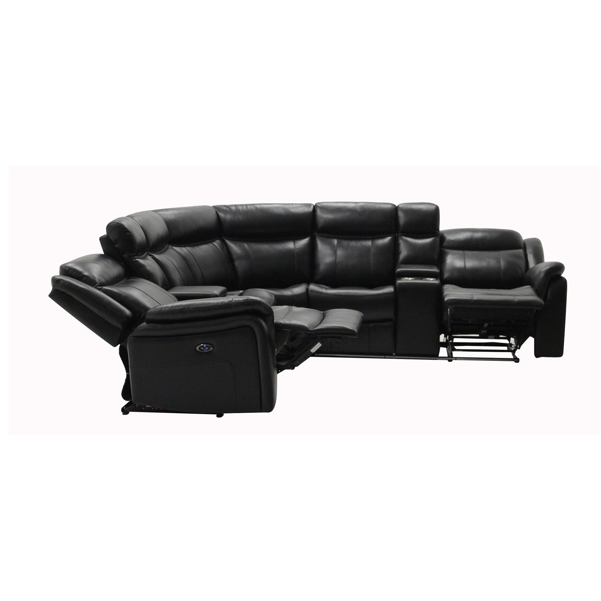 Jupiter - Leather Sectional - Black - Image 4